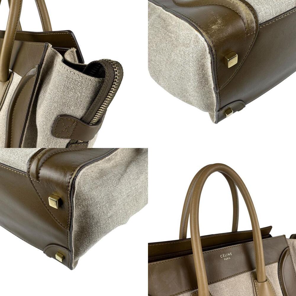 Celine Leather Canvas Handbag Luggage Beige Tan Brown Shopper - Picture 4 of 4